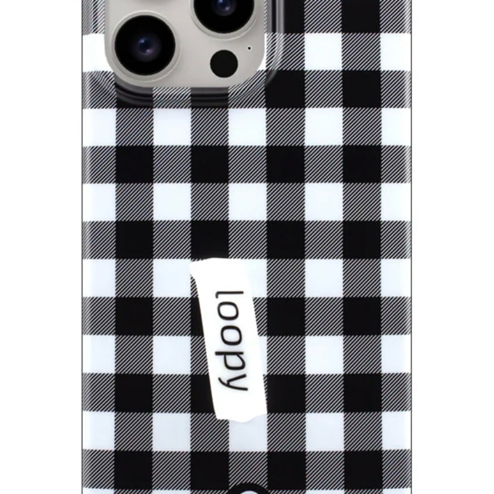 Loopy Case Black and White Gingham Phone Case for 15ProMax